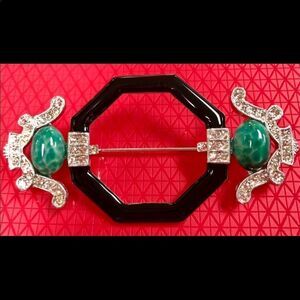 Vintage Art Deco Signed Brooch circa 1989